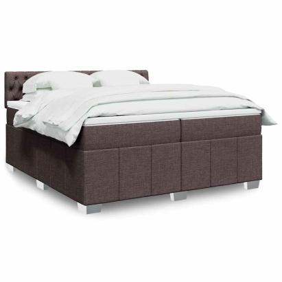Pat box spring cu saltea, maro închis, 200x200 cm, textil GartenMobel Dekor