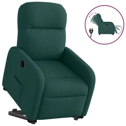 Fotoliu electric rabatabil cu ridicare, verde închis, textil GartenMobel Dekor