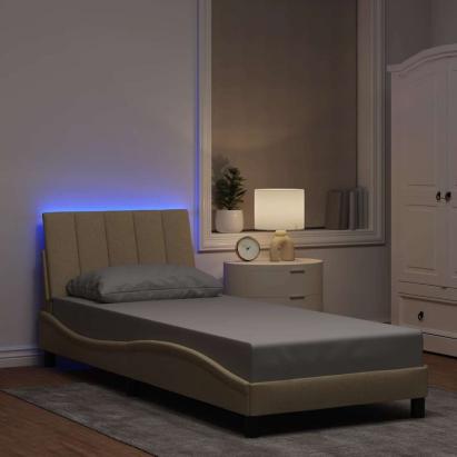 Cadru de pat fără saltea cremă 90x200 cm țesătură GartenMobel Dekor