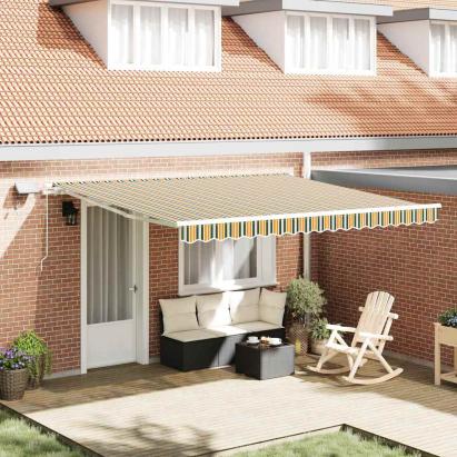 Marchiză retractabilă with Manual Verde și galben 400 × 300 cm GartenMobel Dekor