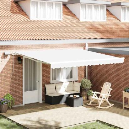 Marchiză retractabilă with Manual Alb 400 × 350 cm Alb GartenMobel Dekor