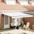 Umbrelă retractabilă albă Alb 400 × 350 cm Poliester și metal GartenMobel Dekor