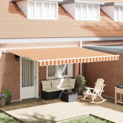 Markiză retractabilă Galben și portocaliu 450 × 350 cm GartenMobel Dekor