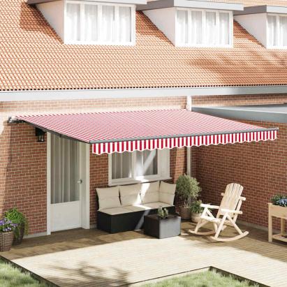 Cortina Retractabilă Manual Roșu și alb 450 × 350 cm Poliester GartenMobel Dekor