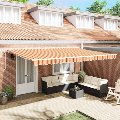 Marchiză retractabilă Galben și portocalie 500 × 300 cm GartenMobel Dekor