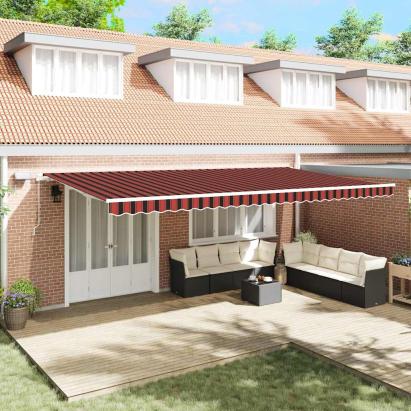 Marchiză retractabilă with Manual Portocalie și maro 600 × 300 cm GartenMobel Dekor
