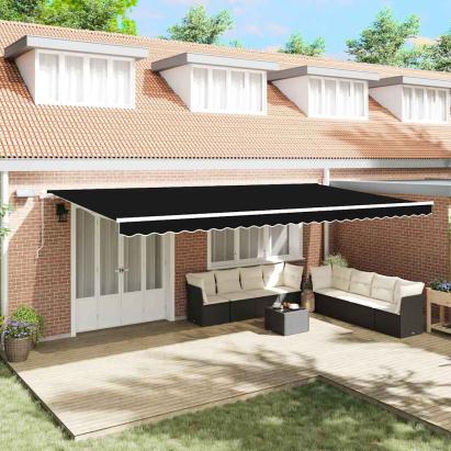Marchiză retractabilă with Manual Negru 600 × 300 cm Negru GartenMobel Dekor