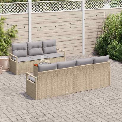 Set de Canapea pentru Grădină 8 pcs Bej, gri deschis Mediu GartenMobel Dekor