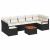 Set Divan Grădină 8 pcs Negru, alb Masiv rattan, material moale GartenMobel Dekor