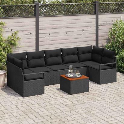 Set de canapea de grădină 8 pcs Negru Mare Ratan GartenMobel Dekor