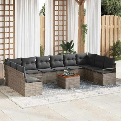 Set de Canapea pentru Grădină 11 pcs Gri mare GartenMobel Dekor