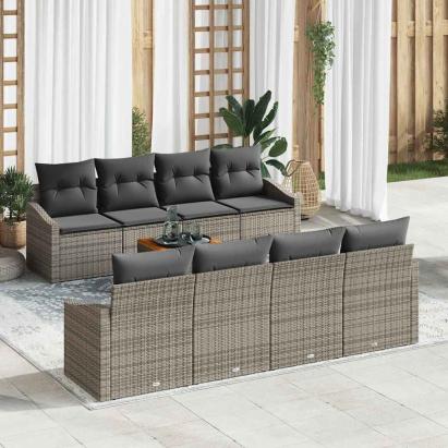 Set Canapea Grădină 7 pcs Gri 55 x 55 x 37 cm Ratan GartenMobel Dekor