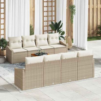 Set canapea grădină 7 pcs Bej, alb 55 x 55 x 37 cm GartenMobel Dekor