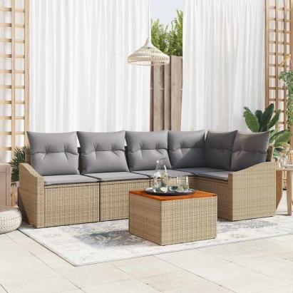Set Sofa Grădină 6 pcs Bej, gri deschis 55 x 55 x 37 cm GartenMobel Dekor