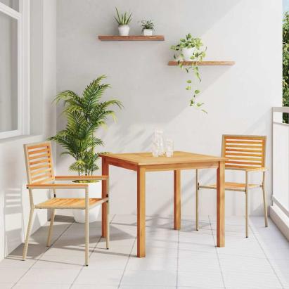 Set de Masă pentru Grădină 3 pcs Bej 85 x 85 x 74 cm GartenMobel Dekor
