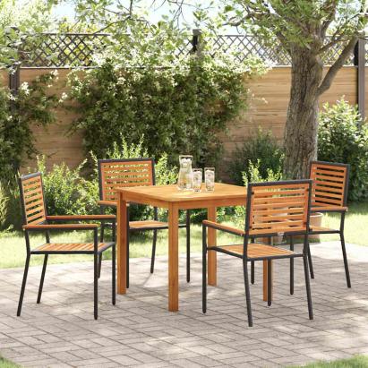 Set de Masă pentru Grădină 5 pcs Negru 85 x 85 x 74 cm GartenMobel Dekor