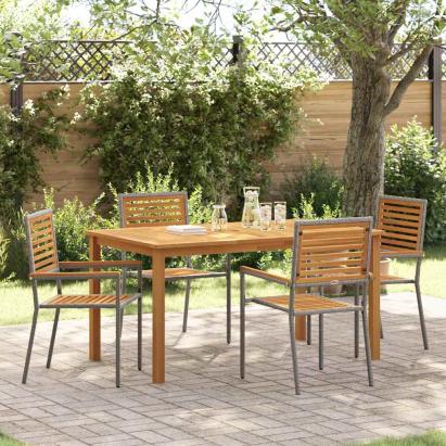 Set de Masă pentru Grădină 5 pcs Gri 150 x 90 x 74 cm GartenMobel Dekor