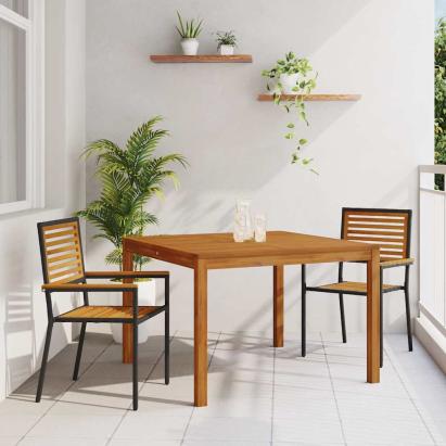 Set de dining pentru grădină 3 pcs Negru 110 x 110 x 75 cm GartenMobel Dekor