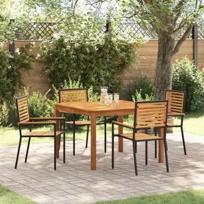 Set dining grădină 5 pcs Negru 110 x 110 x 75 cm GartenMobel Dekor