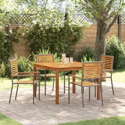 Set de Masă pentru Grădină 5 pcs Gri 110 x 110 x 75 cm GartenMobel Dekor