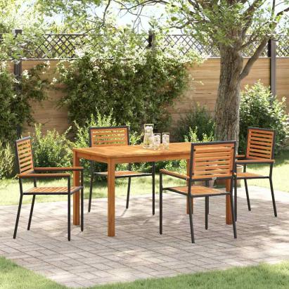 Set de Mese pentru Grădină 5 pcs Negru 140 x 80 x 74 cm GartenMobel Dekor