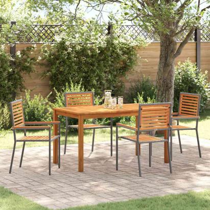 Set mese grădină 5 Piese 5 pcs Gri 140 x 80 x 74 cm GartenMobel Dekor