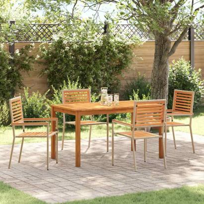Set de Dining pentru Grădină 5 pcs Bej 140 x 80 x 74 cm GartenMobel Dekor