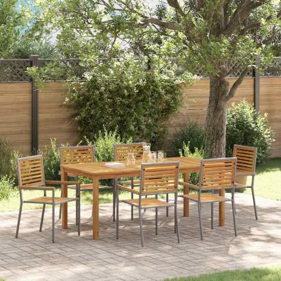 Set de Masă pentru Grădină 7 pcs Gri 180 x 90 x 75 cm GartenMobel Dekor