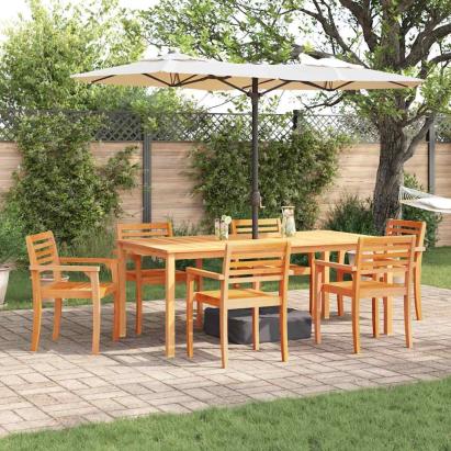 Set de masă pentru dining 9 pcs Natural 200 x 100 x 74 cm GartenMobel Dekor