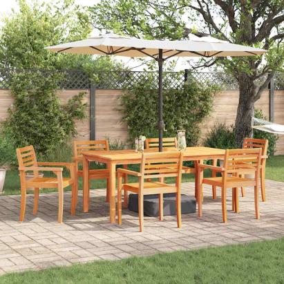 Set mese grădină 7 pcs Natural 180 x 90 x 75 cm GartenMobel Dekor
