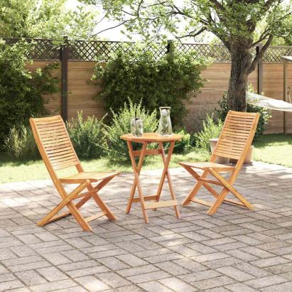 Set Bistro Pliabil Manual 3 pcs Acacia natural 60 x 60 x 75 cm GartenMobel Dekor