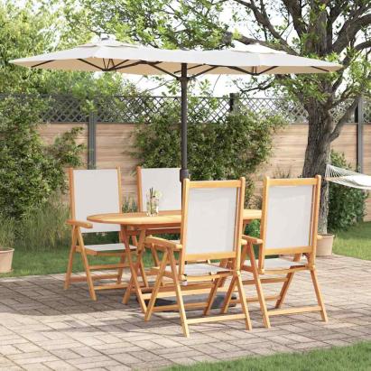 Set de dining pentru grădină Manual 5 pcs Alb crem GartenMobel Dekor