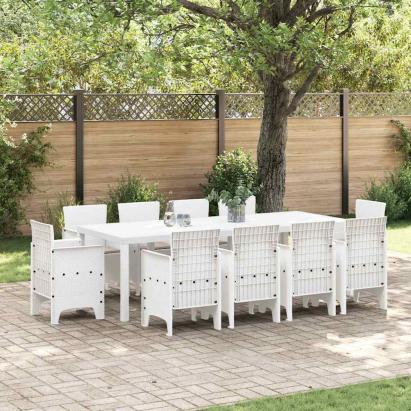 Set de dining pentru grădină 11 pcs Alb 250 x 100 x 73 cm GartenMobel Dekor