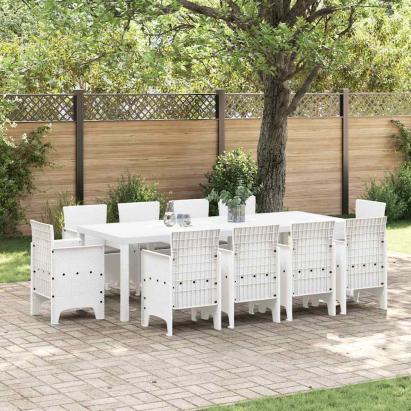 Set Masă Grădină 11 pcs Alb 250 x 100 x 73 cm GartenMobel Dekor