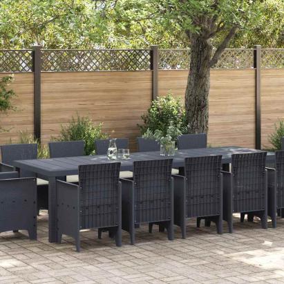 Set de masă pentru grădină 13 pcs Antracit mare Polyrattan GartenMobel Dekor