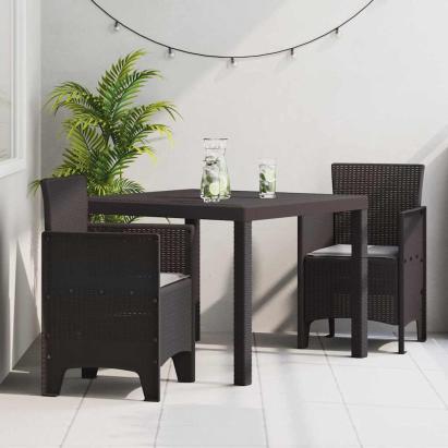 Set de Dining pentru Grădină 3 pcs Maro 100 x 100 x 73 cm GartenMobel Dekor