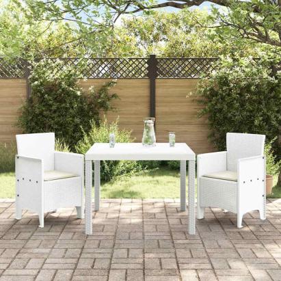 Set mese grădină 3 pcs Alb 100 x 100 x 73 cm Poliratan GartenMobel Dekor
