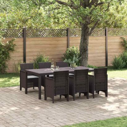 Set masă exterior 7 pcs Maro 200 x 100 x 73 cm Ratan plastic GartenMobel Dekor