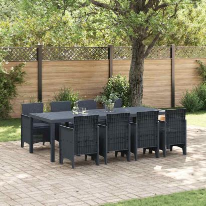 Set de masă pentru grădină 9 pcs Antracit 250 x 100 x 73 cm GartenMobel Dekor
