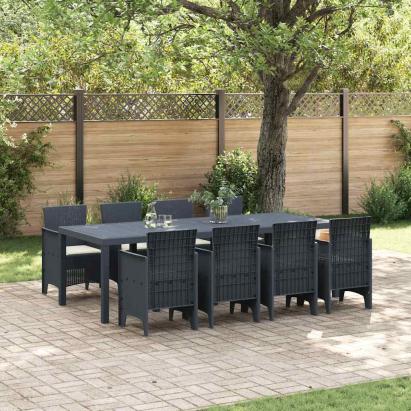 Set Masă Grădină 9 pcs Antracit 250 x 100 x 73 cm Rattan PE GartenMobel Dekor