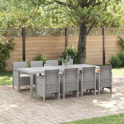 Set de Dining Extern 9 pcs Alb 250 x 100 x 73 cm Rattan poli GartenMobel Dekor