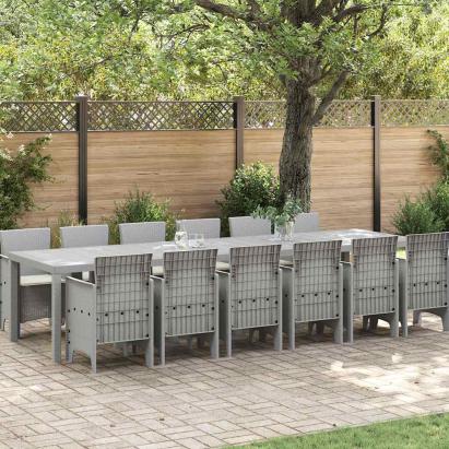 Set masă grădină 13 pcs Gri deschis Set pentru 12 persoane GartenMobel Dekor