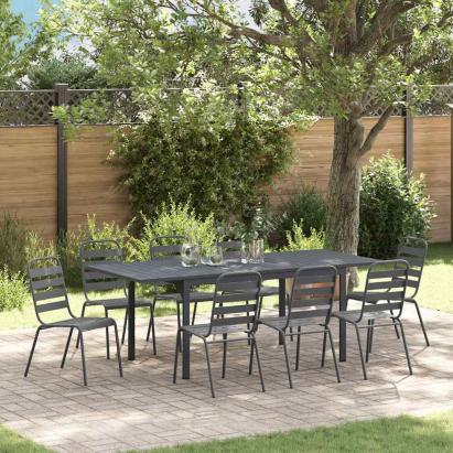 Set de dining 9 piese Manual 9 pcs Gri închis mare GartenMobel Dekor