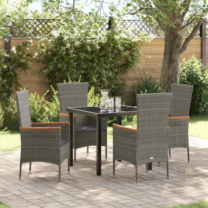 Set Masă Grădină cu pernă 5 pcs Gri 80 x 80 x 73 cm GartenMobel Dekor