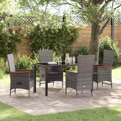 Scaune de Exterior 5 pcs Gri Gri închis 140 x 70 x 73 cm GartenMobel Dekor