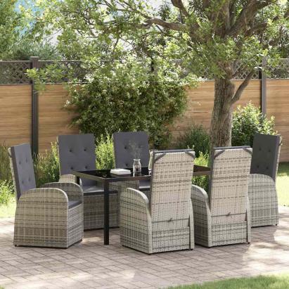 Set de mobilier de exterior 7 pcs Gri 160 x 80 x 73 cm ratan PE GartenMobel Dekor