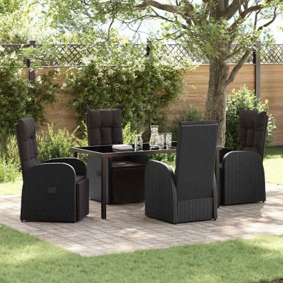 Scaune reclinabile pentru grădină 5 pcs Negru 160 x 80 x 73 cm GartenMobel Dekor