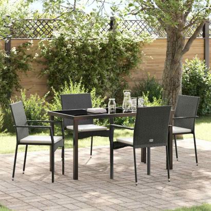 Set de scaune de grădină 4 5 pcs Negru 140 x 70 x 73 cm GartenMobel Dekor