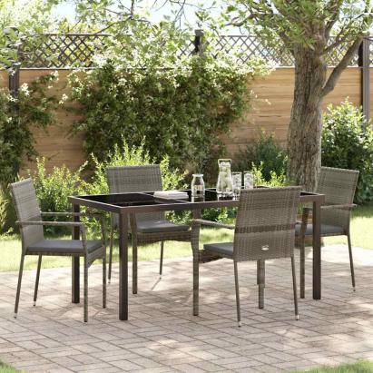 Set Scaune Grădină, 4 bucăți 5 pcs Gri 160 x 80 x 73 cm GartenMobel Dekor