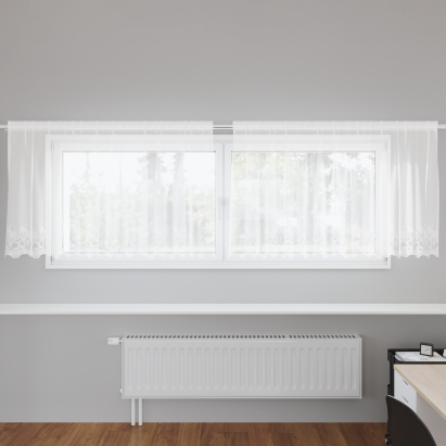 Cortină din Dantelă cu perdele Floral Alb 300 x 100 cm Poliester GartenMobel Dekor